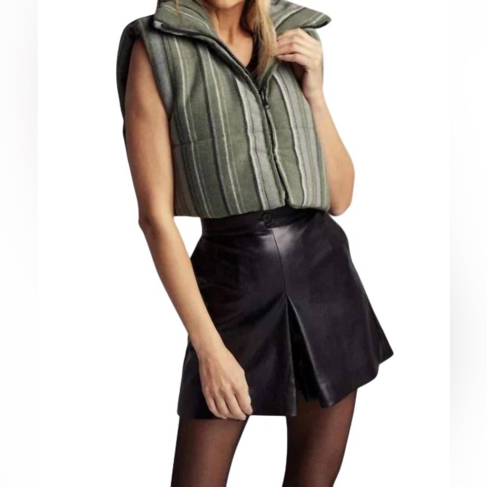 SUNDAYS Striped Puffer Vest Soft Green Women’s Size Medium